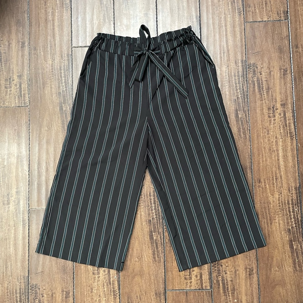 Japna Striped Wide Leg Cropped Pants